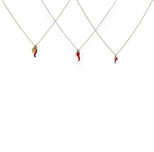 Collana corno e quadrifoglio