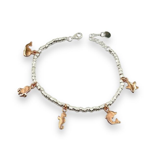 Bracciale pepite e charms ramati