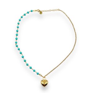 Collana sfere azzurre e cuore