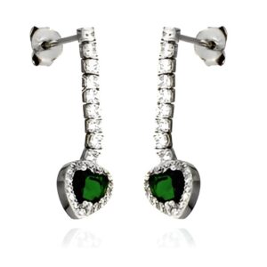 Orecchini tennis con cuore pendente zirconato