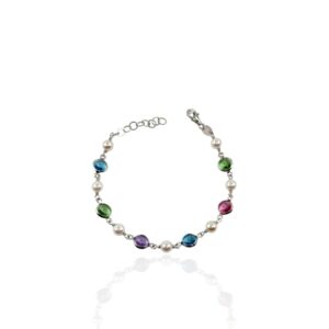 Bracciale perle e zirconi colorati
