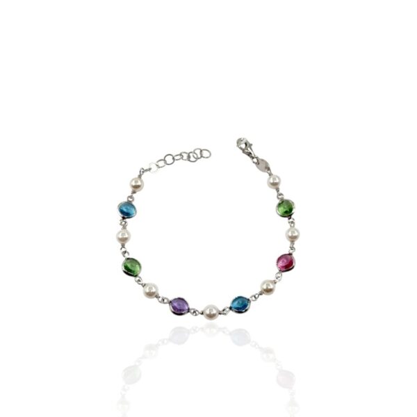 Bracciale perle e zirconi colorati