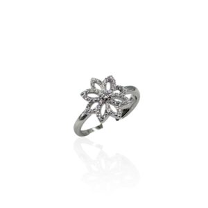 Anello fiore zirconato