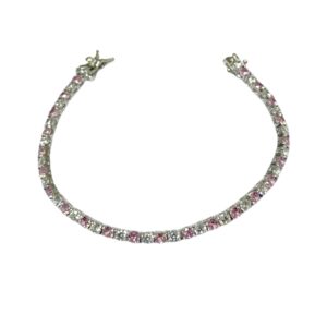 Bracciale Tennis zirconi bianchi e rosa
