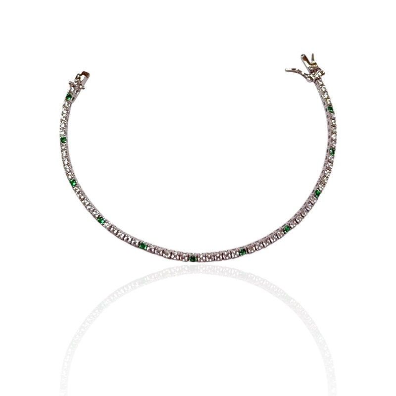 Bracciale tennis bianco e verde