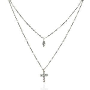 Collana croce e zircone goccia