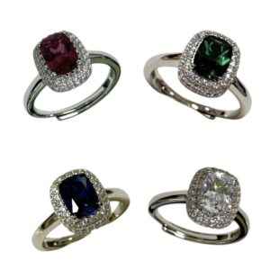 Anello regolabile con zircone rettangolare