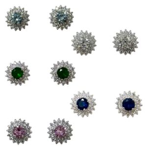 Orecchini pietra tonda e contorno di zirconi