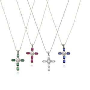 Collana croce con baguette