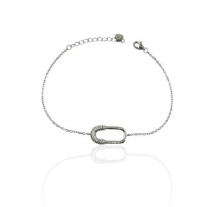 Bracciale con centrale ovale zirconato