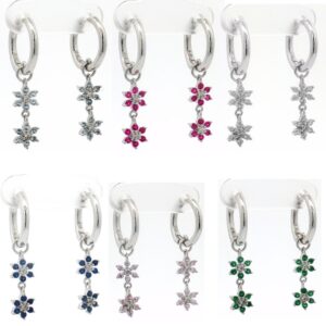 Orecchini pendenti fiori zirconati