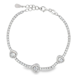 Bracciale tennis con 3 cuori