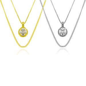 Collana doppio filo e zircone pendente