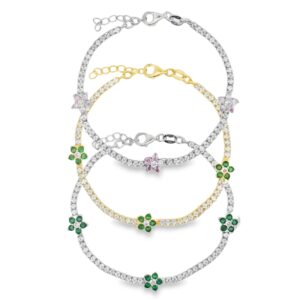 Bracciale tennis con fiori