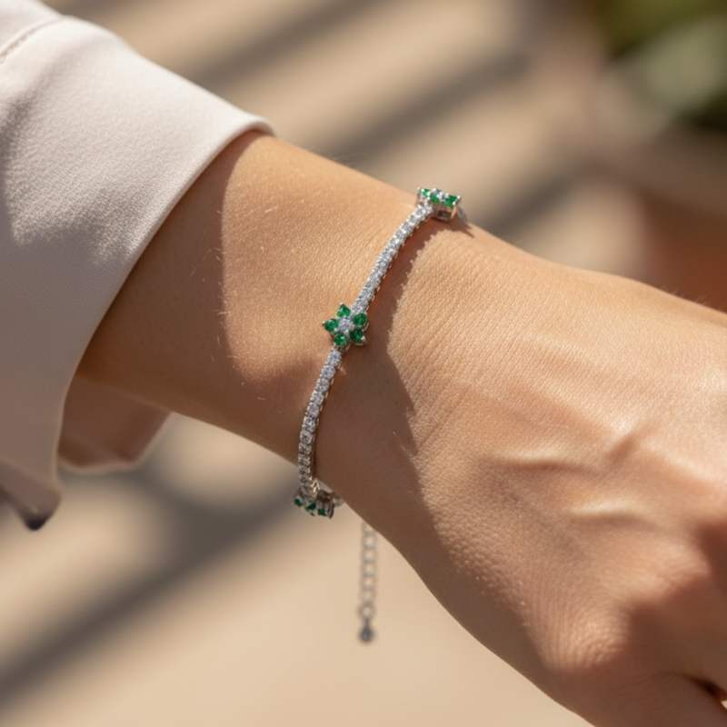 Bracciale tennis con fiori