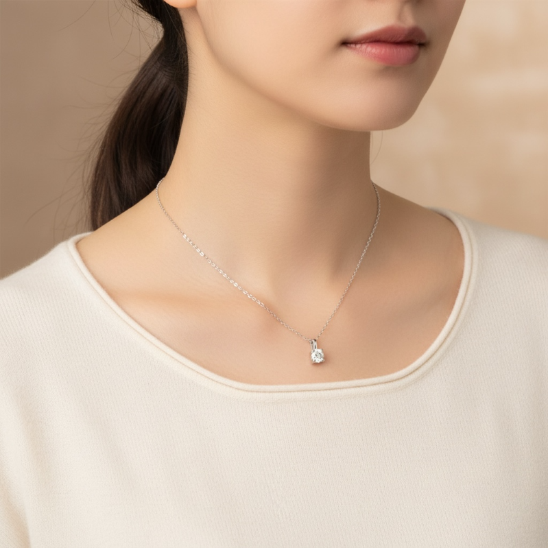 Collana Punto luce moissanite 4 mm