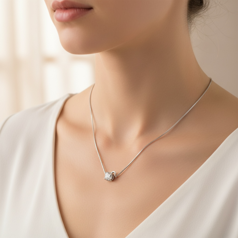Collana punto luce in moissanite da 5 mm