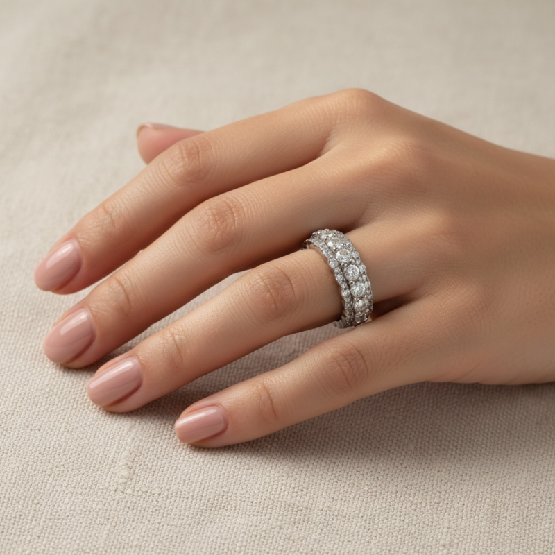 Anello in moissanite con 10 pietre da 1.25 - 2,75 mm