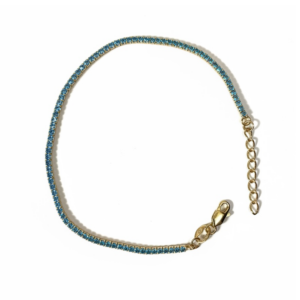 Bracciale Tennis oro azzurro 16+4 cm 1,5 mm