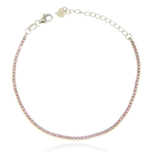 Bracciale Tennis zirconi rosa 16+4 cm 1,5 mm