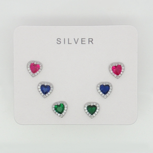 Set orecchini cuori zirconati