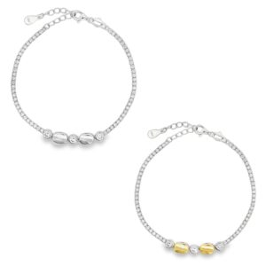 Bracciale tennis con inserti lisci