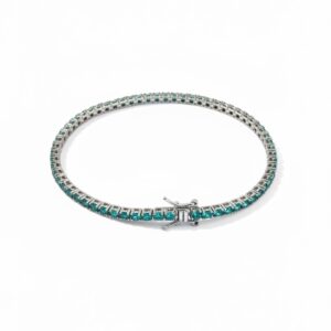 Bracciale tennis con zirconi azzurri da 2 mm 18 cm