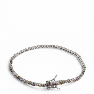 Bracciale tennis con zirconi rosa e viola da 2 mm 18 cm