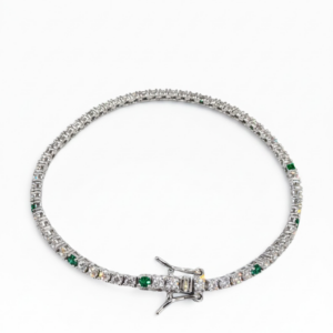 Bracciale tennis con zirconi Bianchi e verdi da 2 mm 18 cm