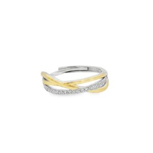 Anello bicolore con zirconi