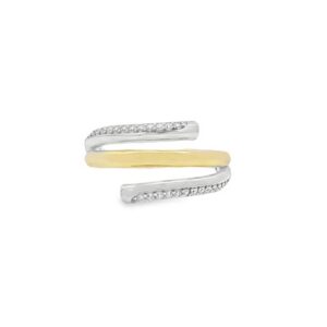 Anello bicolore con zirconi