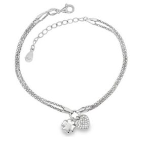 Bracciale cuore e quadrifoglio